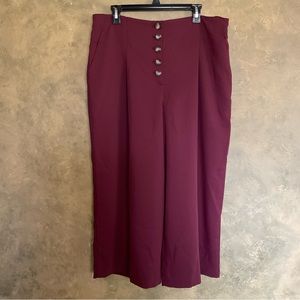 Reitmans Button Front Cropped Wide Leg Pants